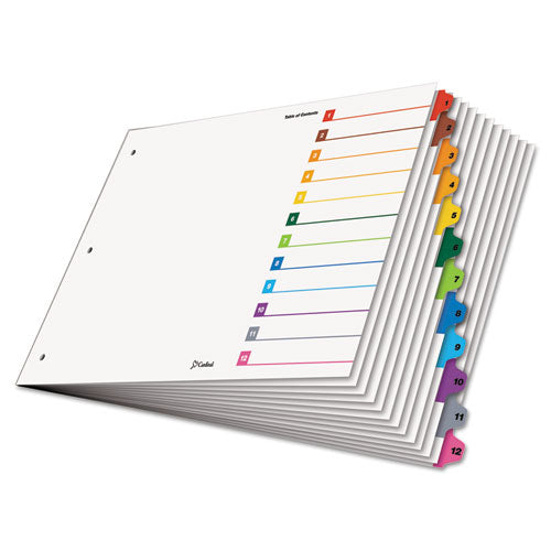 Tabloid OneStep Index System, 12-Tab, 1-12, 11 x 17, Multicolor Tabs, 12/Set, Sold as 1 Set