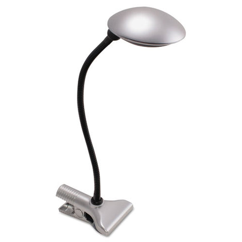 3W Clip-On Domed LED Desk Task Lamp, 8w x 18h, Silver, Sold as 1 Each