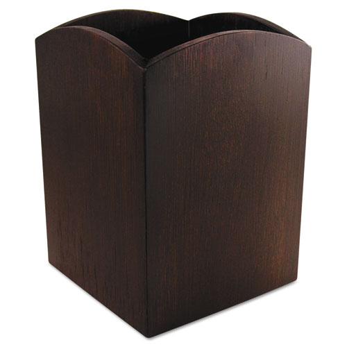 Bamboo Curved Pencil Cup, 3 x 3  4 1/4, Espresso Brown, Sold as 1 Each