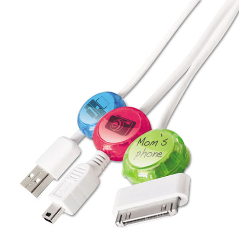 Dotz Cord Identifier, Assorted Bright Colors with Preprinted Inserts, 5/Pack, Sold as 1 Each