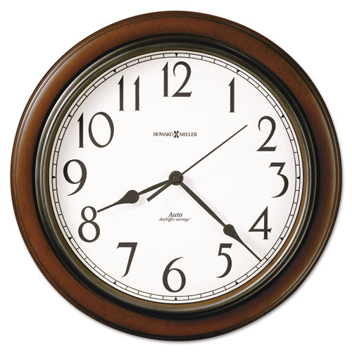 Talon Auto Daylight-Savings Wall Clock, 15 1/4", Cherry, Sold as 1 Each