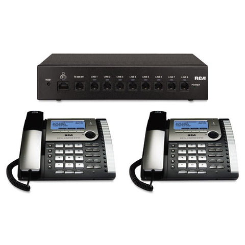 25800 Eight-Line Corded Office Phone System, Router and 2 Corded Base Stations, Sold as 1 Each