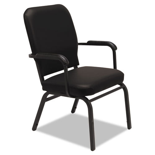 Oversize Stack Chair with Arms, Black Anitmicrobial Vinyl Upholstery, 2/Carton, Sold as 1 Carton, 2 Each per Carton 