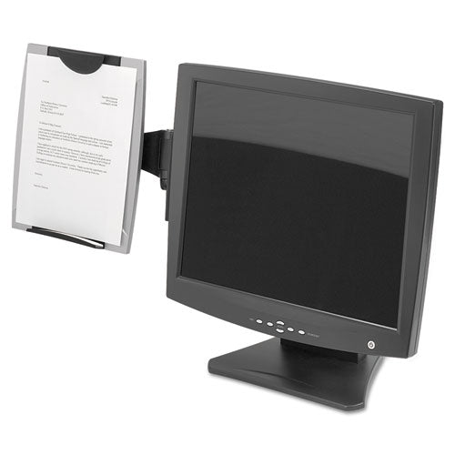 Fellowes - Office Suites Monitor Mount Copyholder, Plastic, Holds 150 Sheets, Black/Silver, Sold as 1 EA
