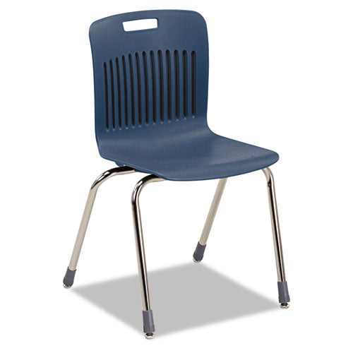 Analogy Extra-Large Ergonomic Stack Chair, Navy/Chrome, 4/Carton, Sold as 1 Carton, 4 Each per Carton 