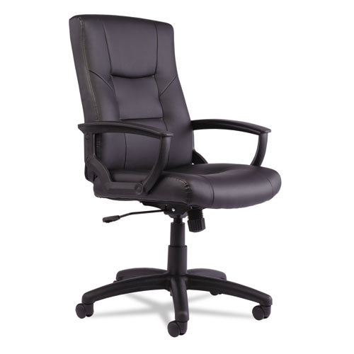 YR Series Executive High-Back Swivel/Tilt Leather Chair, Black, Sold as 1 Each