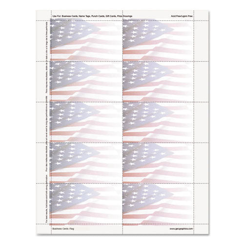 Flag Design Business Suite Cards, 3 1/2 x 2, 65 lb Cardstock, 250 Cards/Pack, Sold as 1 Package