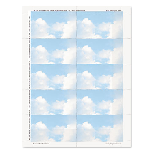 Clouds Design Business Suite Cards, 3 1/2 x 2, 65 lb Cardstock, 250 Cards/Pack, Sold as 1 Package