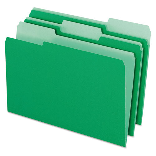 Colored File Folders, 1/3 Cut Top Tab, Legal, Green/Light Green, 100/Box, Sold as 1 Box, 100 Each per Box 