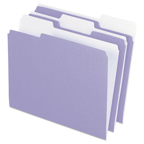 Colored File Folders, 1/3 Cut Top Tab, Letter, Lavender/Light Lavender, 100/Box, Sold as 1 Box, 100 Each per Box 