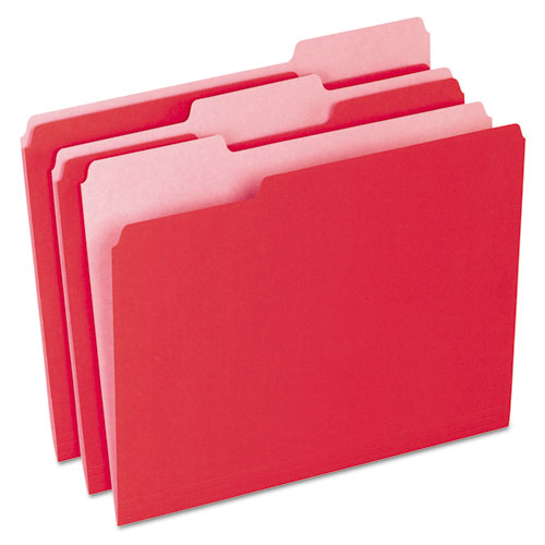 Colored File Folders, 1/3 Cut Top Tab, Letter, Red/Light Red, 100/Box, Sold as 1 Box, 100 Each per Box 