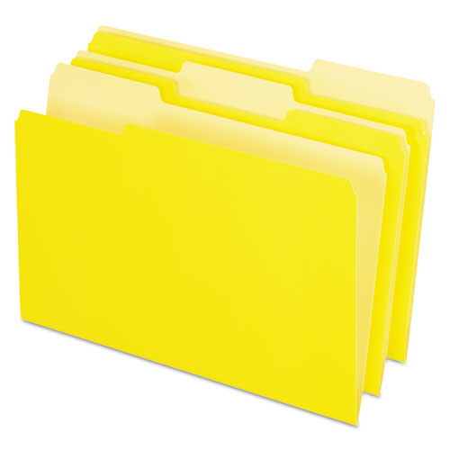 Colored File Folders, 1/3 Cut Top Tab, Legal, Yellow, Light Yellow, 100/Box, Sold as 1 Box, 100 Each per Box 