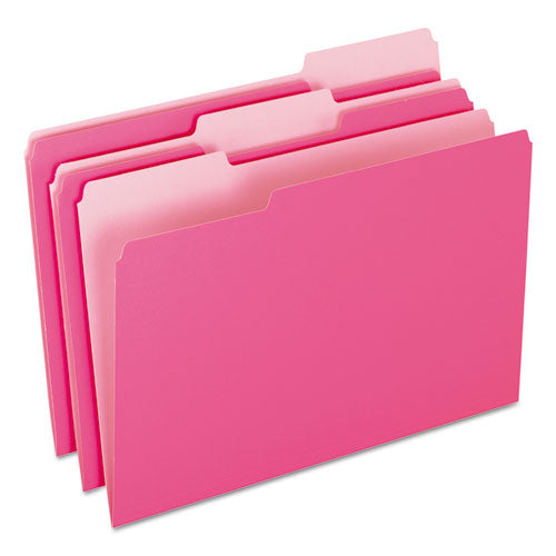 Colored File Folders, 1/3 Cut Top Tab, Legal, Pink/Light Pink, 100/Box, Sold as 1 Box, 100 Each per Box 