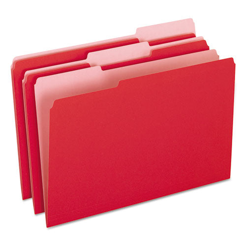 Colored File Folders, 1/3 Cut Top Tab, Legal, Red/Light Red, 100/Box, Sold as 1 Box, 100 Each per Box 