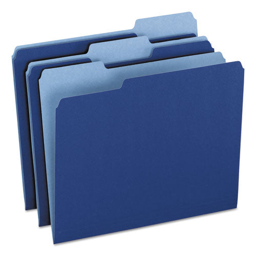 Colored File Folders, 1/3 CutTop Tab, Letter, Navy Blue/Light Navy Blue, 100/Box, Sold as 1 Box, 100 Each per Box 