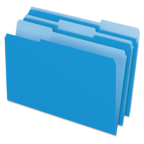 Colored File Folders, 1/3 Cut Top Tab, Legal, Blue/Light Blue, 100/Box, Sold as 1 Box, 100 Each per Box 