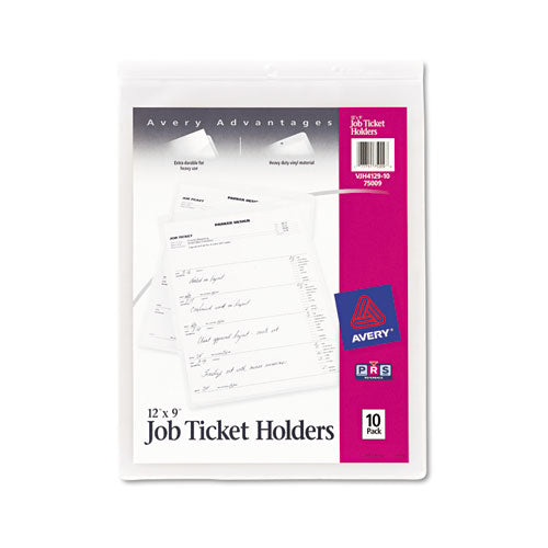 Job Ticket Holders, Heavy Gauge Vinyl, 9 x 12, Clear, 10/Pack, Sold as 1 Package