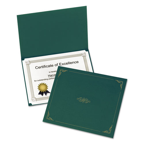 Certificate Holder, 11 1/4 x 8 3/4, Green, 5/Pack, Sold as 1 Package