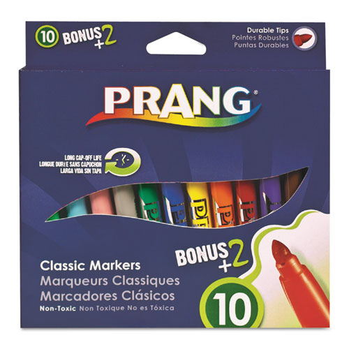 Prang Classic Art Markers, Durable Tip, 12 Assorted Colors, Sold as 1 Set