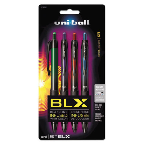 207 BLX Series Gel Pen, .7mm, Assorted, 4/Pack, Sold as 1 Set