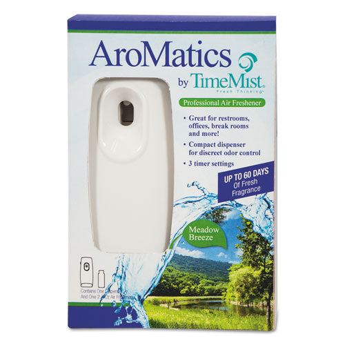 AroMatics Dispenser/Refill Kits, 3oz Meadow Breeze Refill, White Dispenser, Sold as 1 Kit