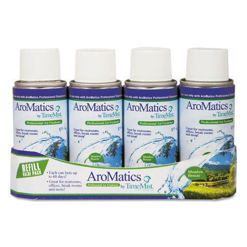 AroMatics Refill, Meadow Breeze, 3oz Aerosol, 4/Pack, Sold as 1 Package