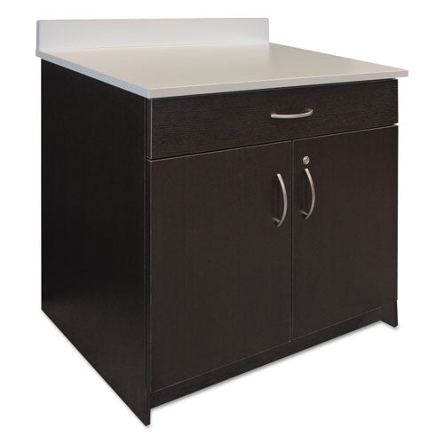 Hospitality Base Cabinet, Two Doors/Drawer, 36w x 24 3/4d x 40h, Espresso/White, Sold as 1 Each