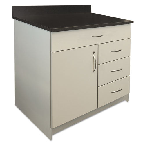 Hosp. Base Cabinet, Four Drawer/Door, 36 x 24 3/4 x 40, Gray/Granite Nebula, Sold as 1 Each