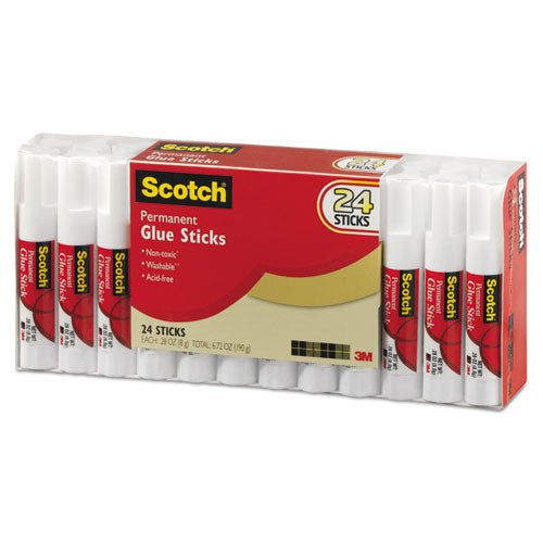 Scotch - Permanent Glue Stick, .28 oz, 24/Pack, Sold as 1 PK