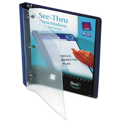 Avery - See-Thru Presentation Binder, Round Ring, 1/2-inch Capacity, Blue, Sold as 1 EA