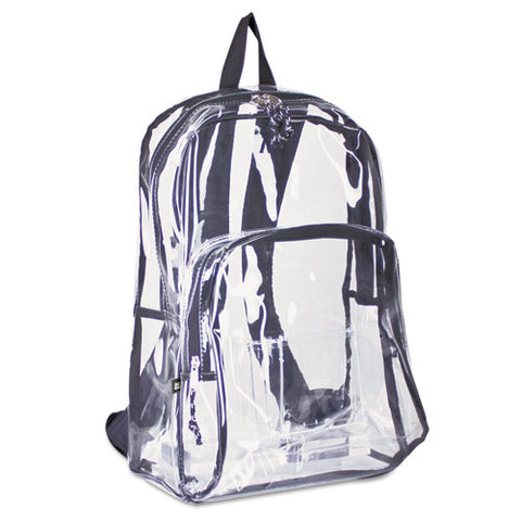 Backpack, PVC Plastic, 12 1/2 x 5 1/2 x 17 1/2, Clear/Black, Sold as 1 Each