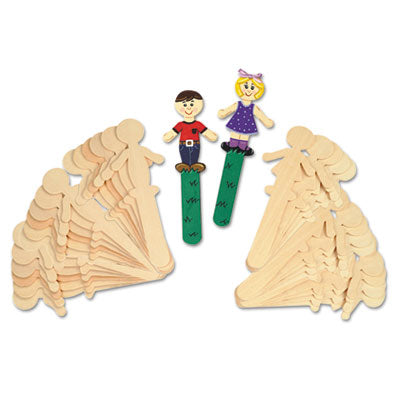 Chenille Kraft - People-Shaped Wood Craft Sticks, 5 3/8-inch, Wood, Natural, 36/Pack, Sold as 1 PK