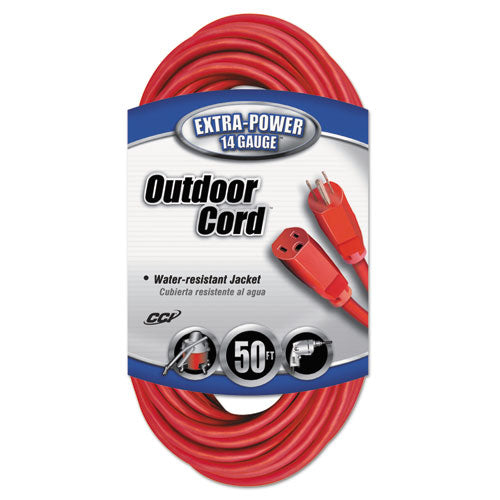 Vinyl Indoor-Outdoor Extension Cord, 50ft, Red, Sold as 1 Each