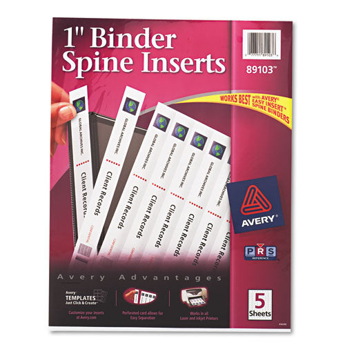 Avery - Custom Binder Spine Inserts, 1-inch Spine Width, 8 Inserts/Sheet, 5 Sheets/Pack, Sold as 1 PK