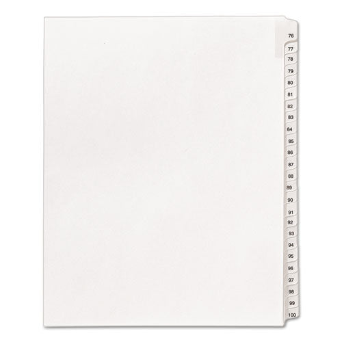 Avery - Allstate-Style Legal Side Tab Dividers, 25-Tab, 76-100, Letter, White, 25/Set, Sold as 1 ST