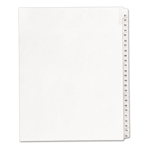 Avery - Allstate-Style Legal Side Tab Dividers, 25-Tab, 51-75, Letter, White, 25/Set, Sold as 1 ST