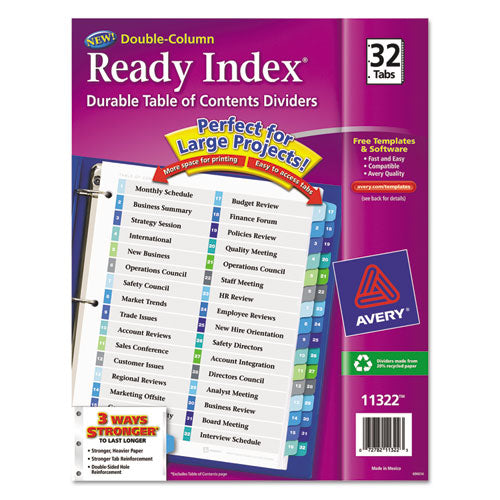Avery - Ready Index Two-Column Table of Contents Divider, Title: 1-32, Multi, Letter, Sold as 1 ST