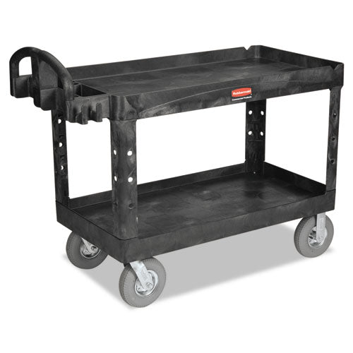 Heavy-Duty Utility Cart, Two-Shelf, 26w x 55d x 33 1/4h, Black, Sold as 1 Each