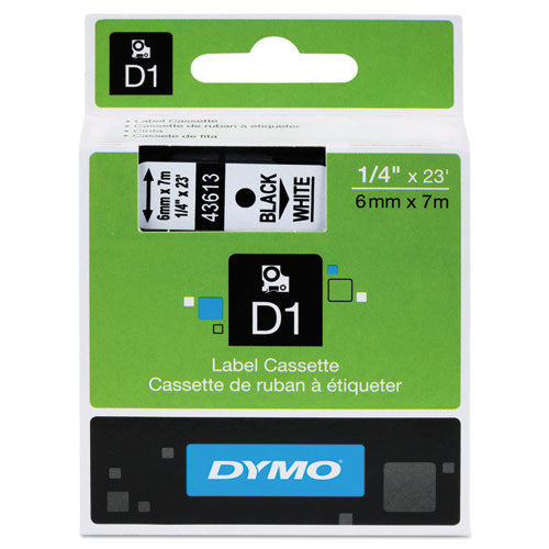DYMO - D1 Standard Tape Cartridge for Dymo Label Makers, 1/4in x 23ft, Black on White, Sold as 1 EA
