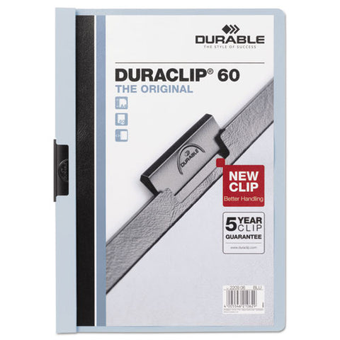 Vinyl DuraClip Report Cover w/Clip, Letter, Holds 60 Pages, Clear/Light Blue, Sold as 1 Each