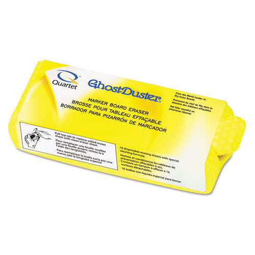 Quartet - GhostDuster Dry Erase Board Eraser w/16 Wipes, Felt, 5 1/2w x 2d x 1 1/2h, Sold as 1 EA