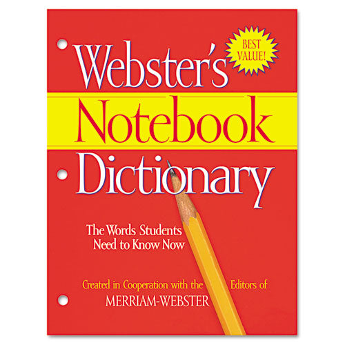 Merriam Webster - Notebook Dictionary, Three Hole Punched, Paperback, 80 Pages, Sold as 1 EA