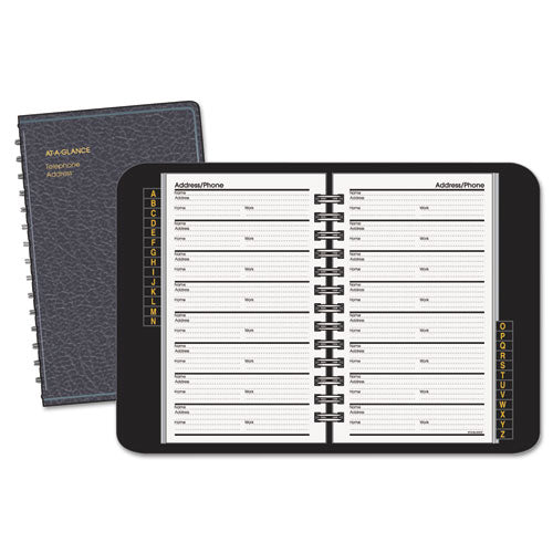AT-A-GLANCE - Telephone/Address Book, 4-7/8 x 8, Black, Sold as 1 EA