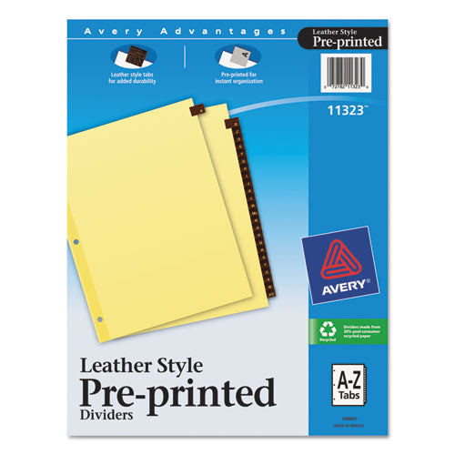Avery - Clear Reinforced Preprinted Leather Tab Divider, 25-Tab, A-Z, Red, 25/Set, Sold as 1 ST