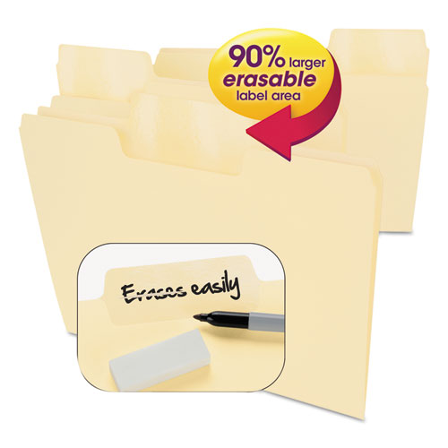 Erasable SuperTab File Folders, Letter, Manila, 24/Set, Sold as 1 Package