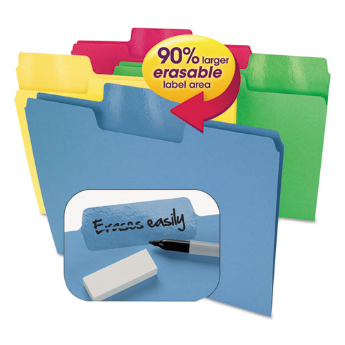 Erasable SuperTab File Folders, Letter, Assorted Colors, 24/Set, Sold as 1 Set