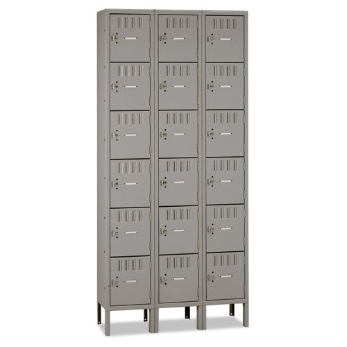 Box Compartments with Legs, Triple Stack, 36w x 18d x 78h, Medium Gray, Sold as 1 Each
