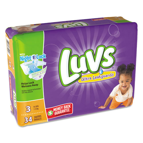 Diapers, Size 3: 16 to 28 lbs, 34/Pack, 4 Pack/Carton, Sold as 1 Carton, 4 Each per Carton 