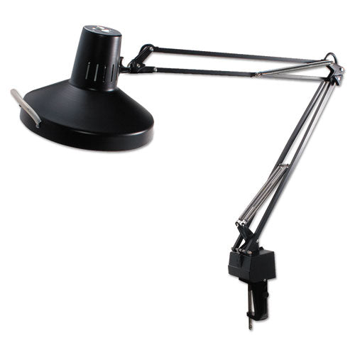 Ledu - Three-Way Incandescent/Fluorescent Clamp-On Lamp, 40 Inch Reach, Black, Sold as 1 EA