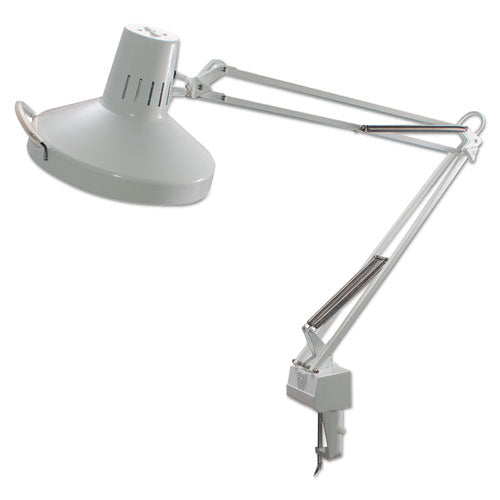 Ledu - Three-Way Incandescent/Fluorescent Clamp-On Lamp, 40 Inch Reach, White, Sold as 1 EA